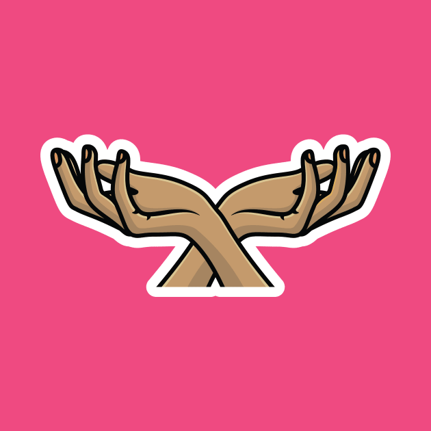 People Hands with Various Gestures Sticker vector illustration. People objects icon concept. Hand taking something sign sticker vector design. by AlviStudio