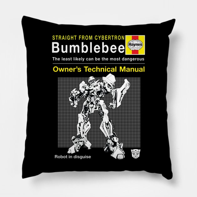 Bumblebee Haynes Manual Transformers Pillow by Bevatron