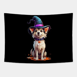 Halloween Witch Dog Tapestry