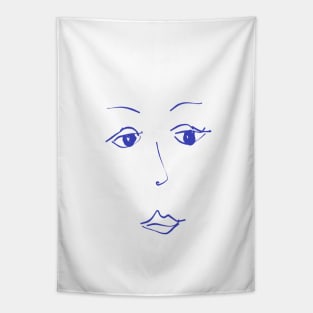 Over It Face Line Drawing Tapestry