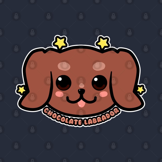 KAWAII Chocolate Labrador Dog Face by TechraNova