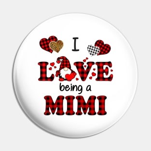 I Love Being A Mimi Gnomes Red Plaid Heart Valentine's Day Shirt Pin