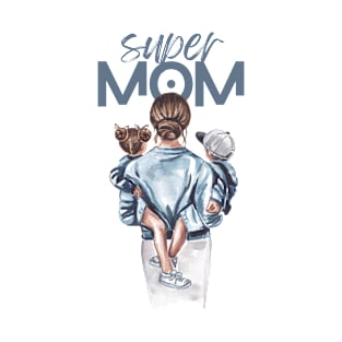 Super Mom Watercolor Design T-shirt Design T-Shirt