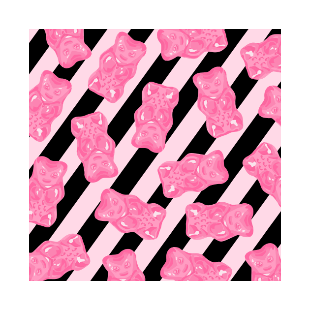 Pink and Black Gummies Pattern Big by XOOXOO