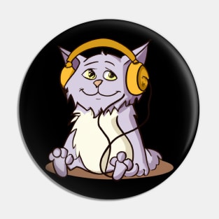 Music loving cat Pin