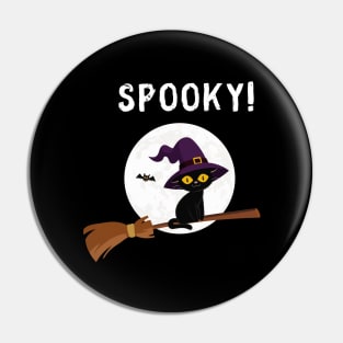 Spooky Witch's Cat Halloween Pin