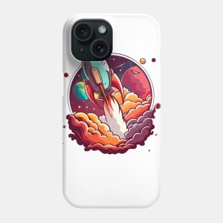 Cartoon rocket ship Phone Case