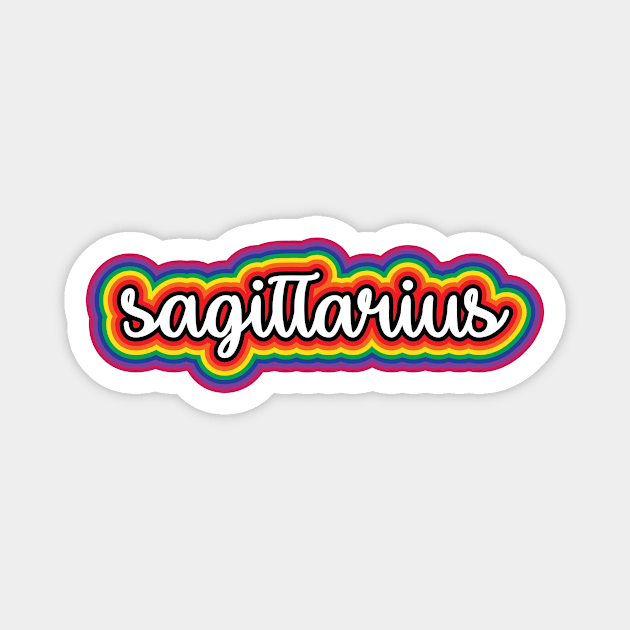 Sagittarius Astrology Script Typography Gay Pride Rainbow Magnet by graphicbombdesigns