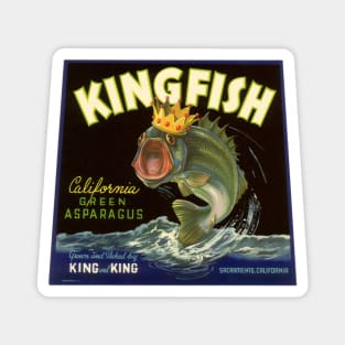 Vintage Kingfish Green Asparagus Label Magnet