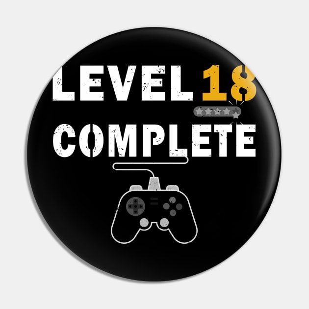 Level 18 Complete Birthday Gift TShirt Celebrate 18th Wedding Pin by kaza191