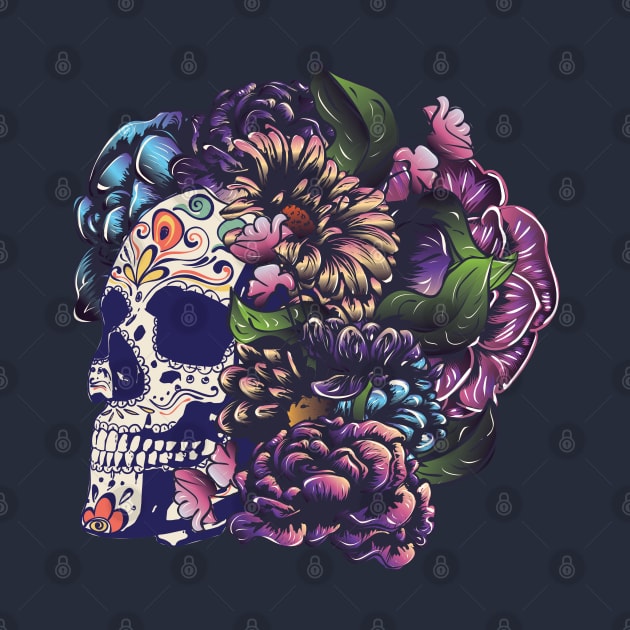 Sugar skull with flowers by AnnArtshock