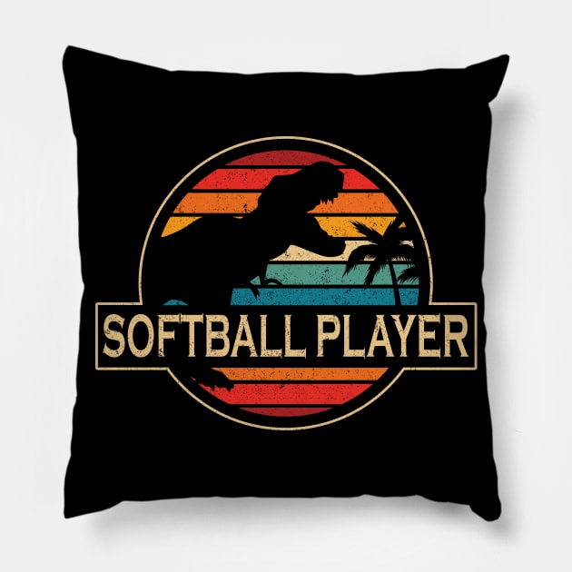 Softball Player Dinosaur Pillow by SusanFields