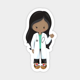 African American Girl, Doctor, Nurse, Stethoscope Magnet