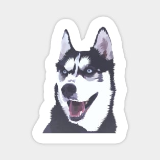 Siberian Husky Low Poly Digital Art Magnet