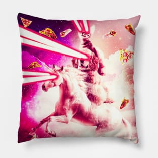 Laser Eyes Space Cat Riding Dog, Unicorn Pillow