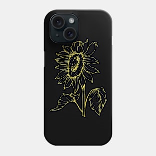 Yellow Sunflower Outline Sketch Phone Case