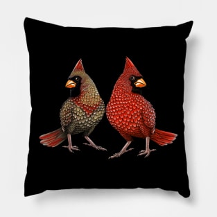 Red Cardinal birds male-female Pillow