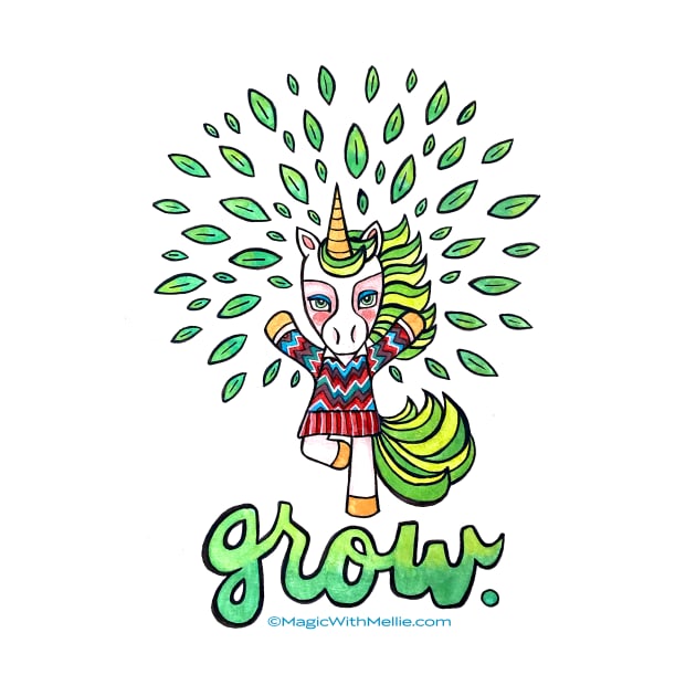 Grow — Yoga Unicorn — Animals of Inspiration Illustration series by mellierosetest