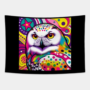 Snowy Owl Pop Art - Mystical Avian Fashion Statement Tapestry