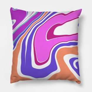 Colorful Retro Abstract Swirls Marble Pattern Pillow