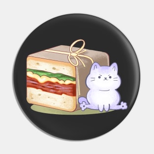 A cute cat with a bread Pin