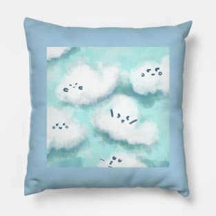 Fluffy emoji clouds Pillow