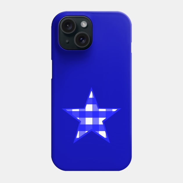 Cobalt Blue and White Buffalo Plaid Star Phone Case by bumblefuzzies