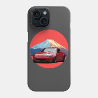 Simple Red NB Mazda Miata/MX-5 - Mount Fuji Jinba Ittai Roadster Life Phone Case