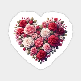 Heart Shaped Flowers Magnet