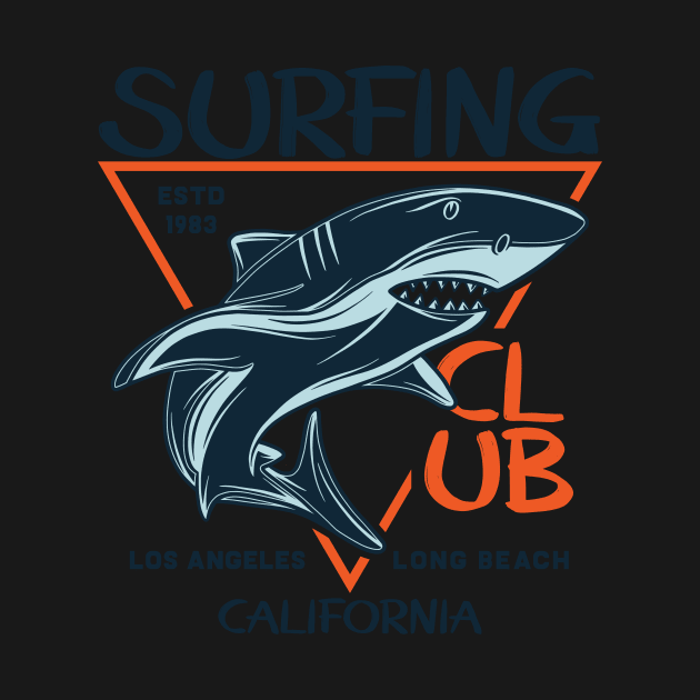 Surfing Club Los Angeles Long Beach California Gift T-Shirts by gdimido