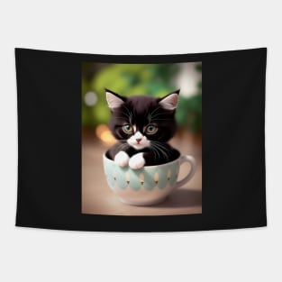 Adorable Cat Illustration - Modern Digital Art Tapestry