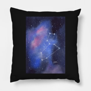 Zodiac Sign Leo Star Constellation with Galaxy Background Pillow