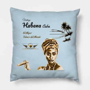 Vintage Havana Cuba Cigar Girl Poster Pillow