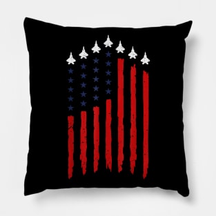 Fighter jets with USA american flag 4th of July celebration Pillow