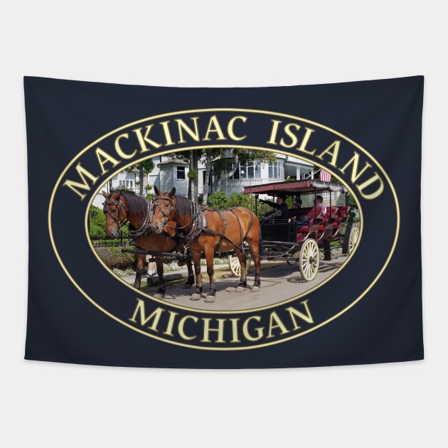 Horse and Carriage on Historic Mackinac Island, Michigan Tapestry by GentleSeas