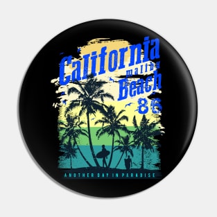 California malibu beach 86, California Surfing beach Vacation  Palm Trees Tropical Pin