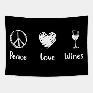 Peace Love Wines Peace Sign Tapestry