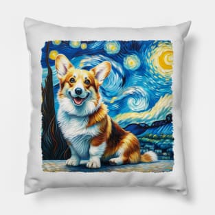 Starry Cardigan Welsh Corgi Dog Portrait - Pet Portrait Pillow