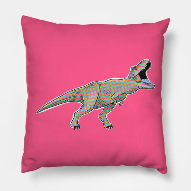 Dinosaur retro dots (on bright pink) Pillow by Meakm