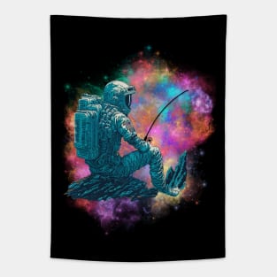 Astronaut Fishing In Space Tapestry