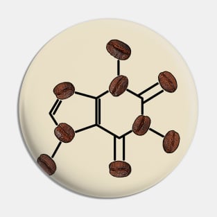 Caffeine Molecule with Coffee Beans Pin