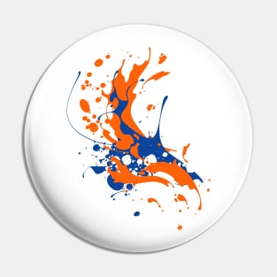 Orange, Blue, White Paint Splashes All Over Pin