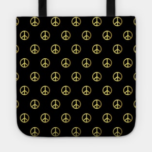 GOLD Peace Sign Pattern Peace Activist Tote