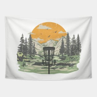 DISC GOLF Mountain | Disc Golf Basket against Mountain Outdoor Background Tapestry
