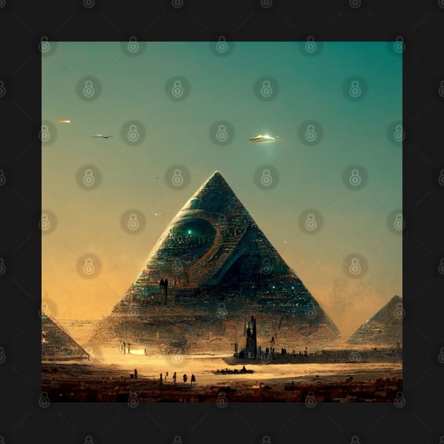 Alien Pyramid under UFOs by yayor