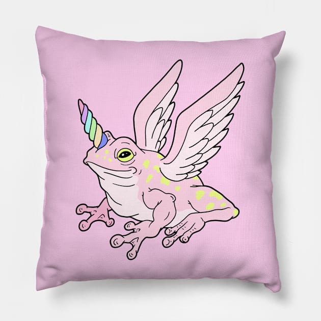 Pink Frog Unicorn Pillow by Alure Prints