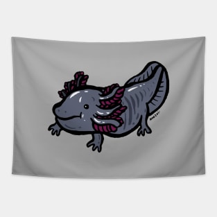 Cute black axolotl illustration Tapestry