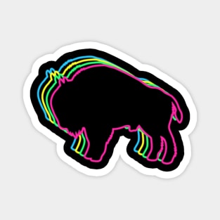 Bison Buffalo 80s Neon Magnet