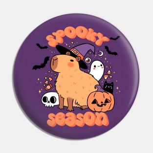 Spooky season  a cute capybara ready for halloween Pin