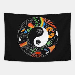 artistic yin and yang doodle Tapestry